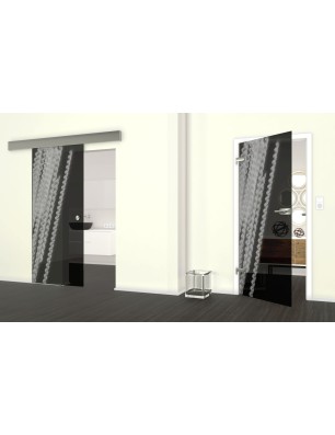 Glasschiebetür ECO-LINE Abstrakt 6 Gelasert Auf Grauglas