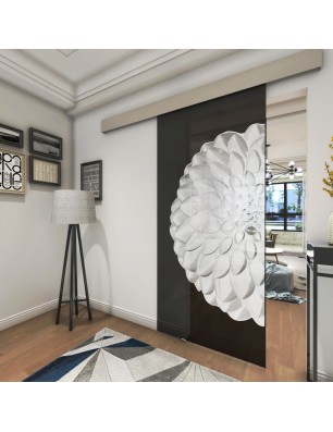 Glasschiebetür ECO-LINE Blume 8 Gelasert Auf Grauglas