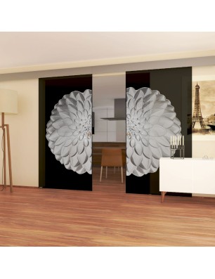 Glasschiebetür ECO-LINE Blume 8 Gelasert Auf Grauglas