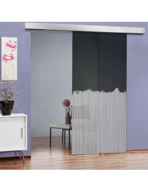 Glasschiebetür ECO-LINE Sichtschutz Gelasert Auf Grauglas