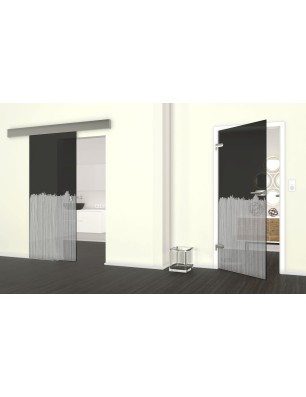 Glasschiebetür ECO-LINE Sichtschutz Gelasert Auf Grauglas