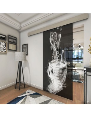 Glasschiebetür ECO-LINE Kaffee Gelasert Auf Grauglas