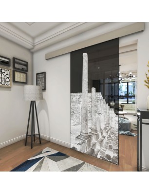 Glasschiebetür ECO-LINE Athen Gelasert Auf Grauglas