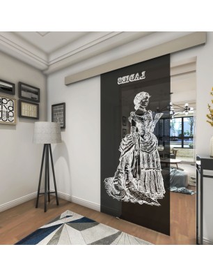 Glasschiebetür ECO-LINE Ladies Gelasert Auf Grauglas