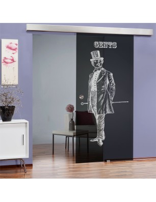 Glasschiebetür ECO-LINE Gents Gelasert Auf Grauglas