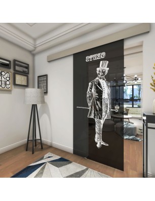 Glasschiebetür ECO-LINE Gents Gelasert Auf Grauglas