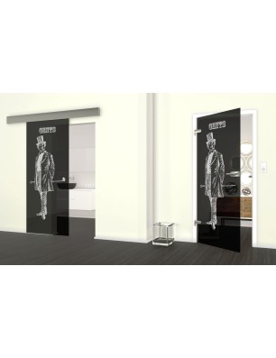 Glasschiebetür ECO-LINE Gents Gelasert Auf Grauglas