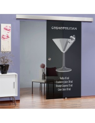 Glasschiebetür ECO-LINE Cosmopolitan Gelasert Auf Grauglas