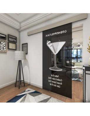 Glasschiebetür ECO-LINE Cosmopolitan Gelasert Auf Grauglas