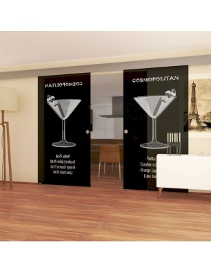 Glasschiebetür ECO-LINE Cosmopolitan Gelasert Auf Grauglas