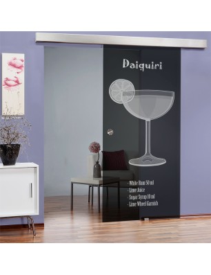 Glasschiebetür ECO-LINE Daiquiri Gelasert Auf Grauglas