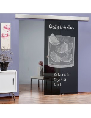 Glasschiebetür ECO-LINE Caipirinha Gelasert Auf Grauglas