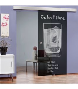 Glasschiebetür ECO-LINE Cuba Libre Gelasert Auf Grauglas