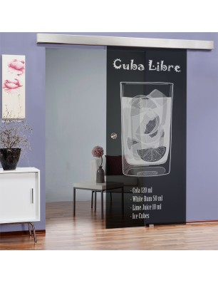 Glasschiebetür ECO-LINE Cuba Libre Gelasert Auf Grauglas