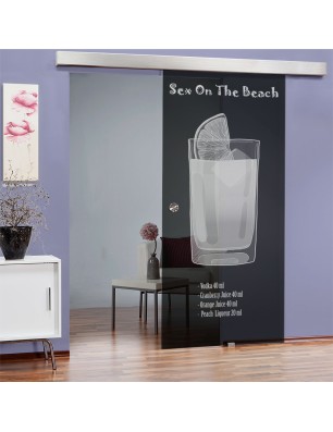 Glasschiebetür ECO-LINE Sex on the beach Gelasert Auf Grauglas