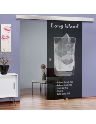 Glasschiebetür ECO-LINE Long Island Gelasert Auf Grauglas