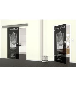 Glasschiebetür ECO-LINE Long Island Gelasert Auf Grauglas