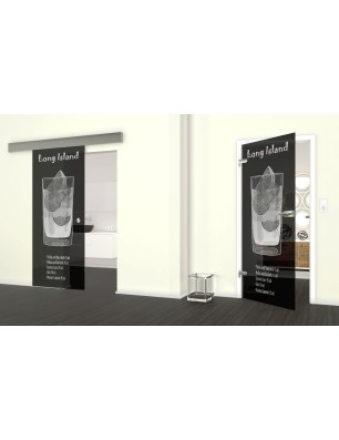 Glasschiebetür ECO-LINE Long Island Gelasert Auf Grauglas