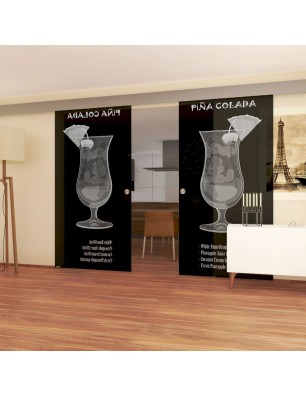 Glasschiebetür ECO-LINE Pina Colada Gelasert Auf Grauglas