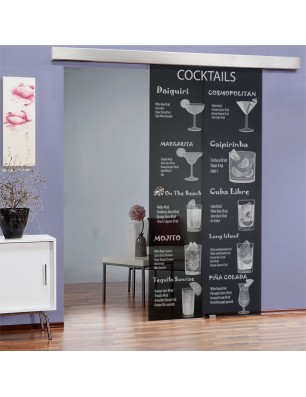Glasschiebetür ECO-LINE Cocktails Gelasert Auf Grauglas