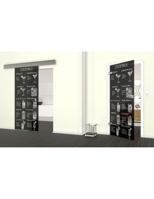 Glasschiebetür ECO-LINE Cocktails Gelasert Auf Grauglas