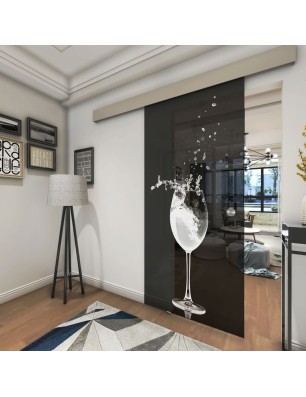 Glasschiebetür ECO-LINE Wein Gelasert Auf Grauglas