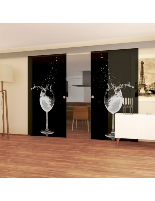Glasschiebetür ECO-LINE Wein Gelasert Auf Grauglas