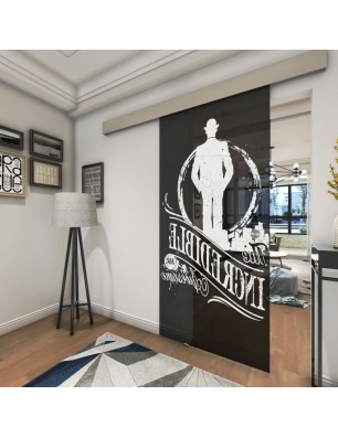 Glasschiebetür ECO-LINE Mr. Incredible Gelasert Auf Grauglas