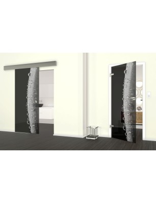 Glasschiebetür ECO-LINE Morgentau  Gelasert Auf Grauglas