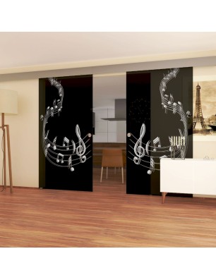 Glasschiebetür ECO-LINE Musik Gelasert Auf Grauglas