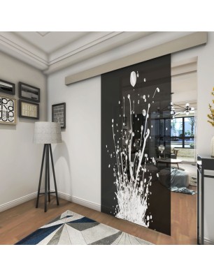 Glasschiebetür ECO-LINE Splash Gelasert Auf Grauglas