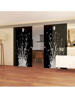 Glasschiebetür ECO-LINE Splash Gelasert Auf Grauglas