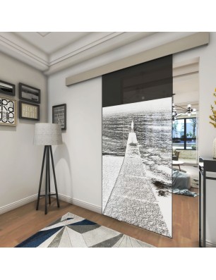 Glasschiebetür ECO-LINE Steg Gelasert Auf Grauglas