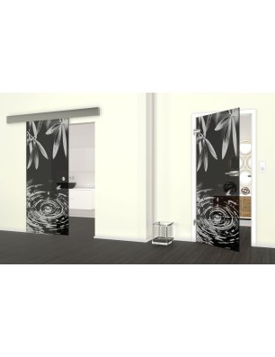 Glasschiebetür ECO-LINE Tropfen Gelasert Auf Grauglas