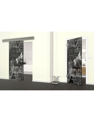 Glasschiebetür ECO-LINE Vintage Gelasert Auf Grauglas