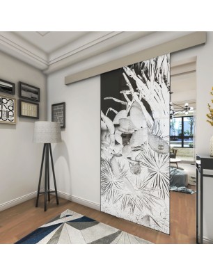 Glasschiebetür ECO-LINE Kaktusblüten Gelasert Auf Grauglas