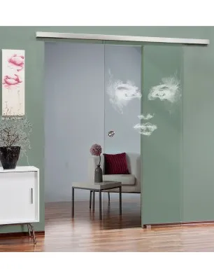 Glasschiebetür SLIM-LINE Angel Eyes Gelasert Auf Klarglas