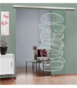 Glasschiebetür SLIM-LINE Hamburger Gelasert Auf Klarglas