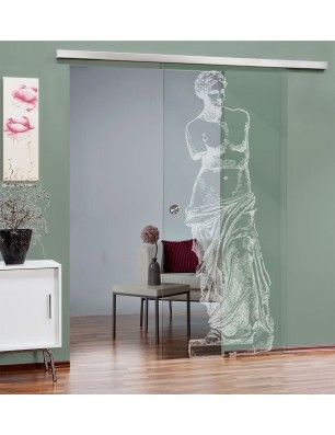 Glasschiebetür SLIM-LINE Venus Gelasert Auf Klarglas