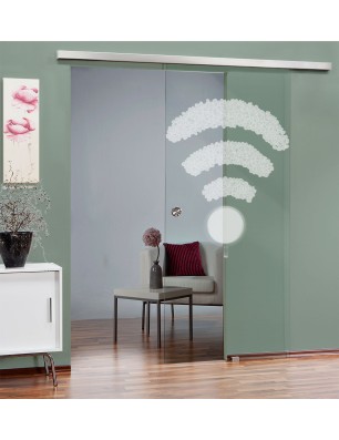 Glasschiebetür SLIM-LINE Kaffee - Wifi Gelasert Auf Klarglas