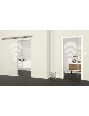Glasschiebetür SLIM-LINE Kaffee - Wifi Gelasert Auf Klarglas