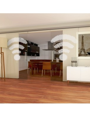 Glasschiebetür SLIM-LINE Kaffee - Wifi Gelasert Auf Klarglas