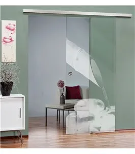 Glasschiebetür SLIM-LINE Wellness Gelasert Auf Klarglas