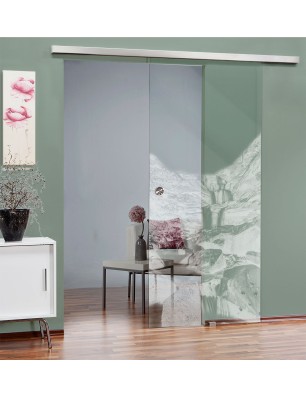 Glasschiebetür SLIM-LINE Wasserfall Gelasert Auf Klarglas