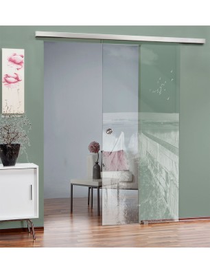 Glasschiebetür SLIM-LINE Steg III Gelasert Auf Klarglas