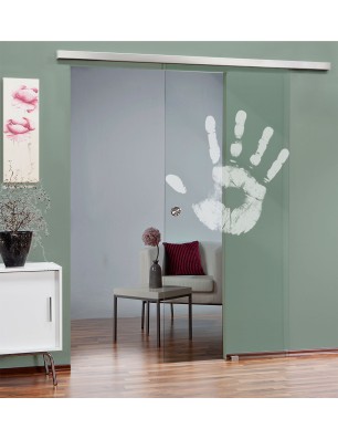 Glasschiebetür SLIM-LINE Hand Gelasert Auf Klarglas