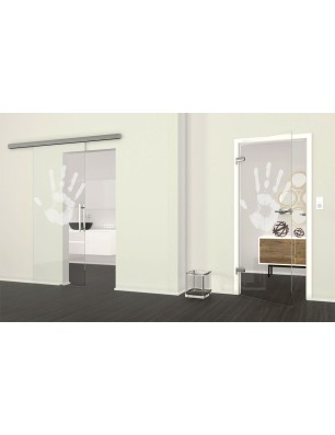 Glasschiebetür SLIM-LINE Hand Gelasert Auf Klarglas