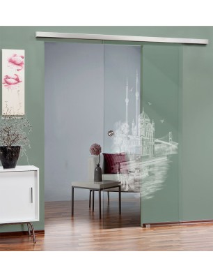 Glasschiebetür SLIM-LINE Istanbul Gelasert Auf Klarglas