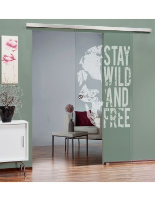 Glasschiebetür SLIM-LINE Wild and Free Gelasert Auf Klarglas