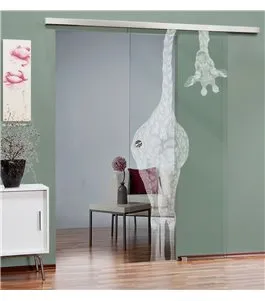 Glasschiebetür SLIM-LINE Giraffenhals Gelasert Auf Klarglas